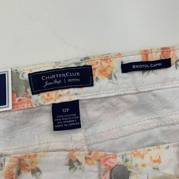 Charter Club Bristol Capri Size 12P Floral Stretch Pants Cropped Pockets NEW - Picture 5 of 6